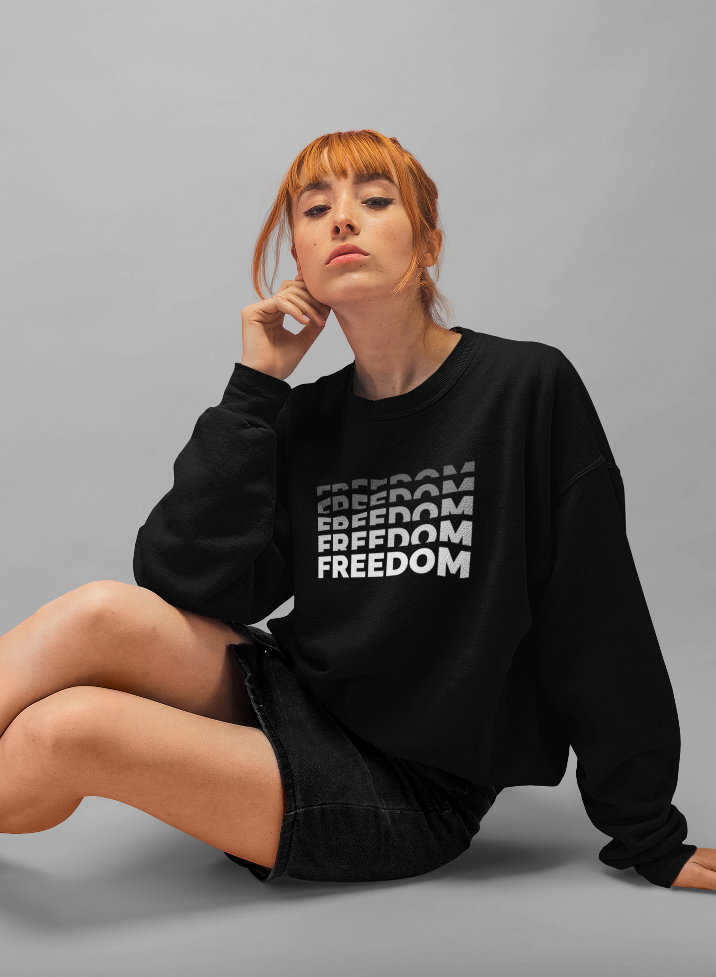 Fnc Studios FREEDOM Sweatshirt – Black Graphic Crewneck | Unisex Comfort Fit