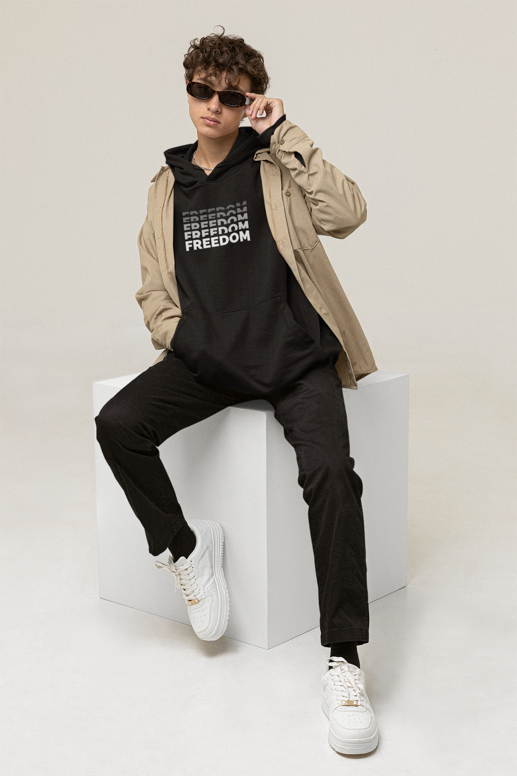 Fnc Studios FREEDOM Hoodie – Black Pullover | Graphic Statement Piece