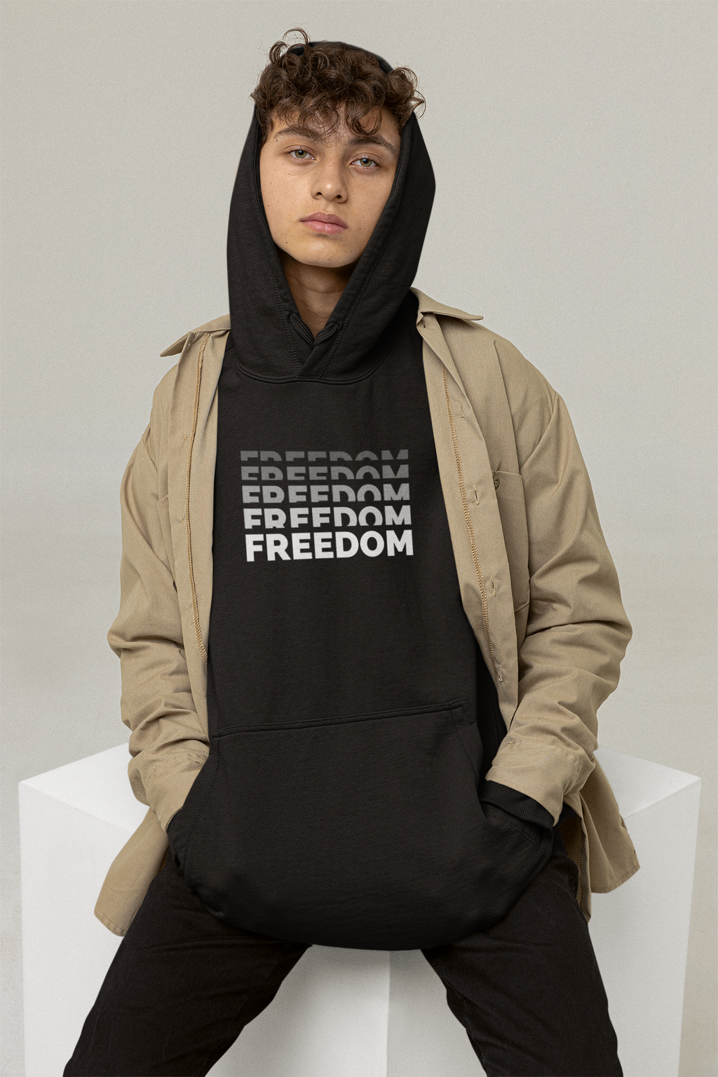 Fnc Studios FREEDOM Hoodie – Black Pullover | Graphic Statement Piece