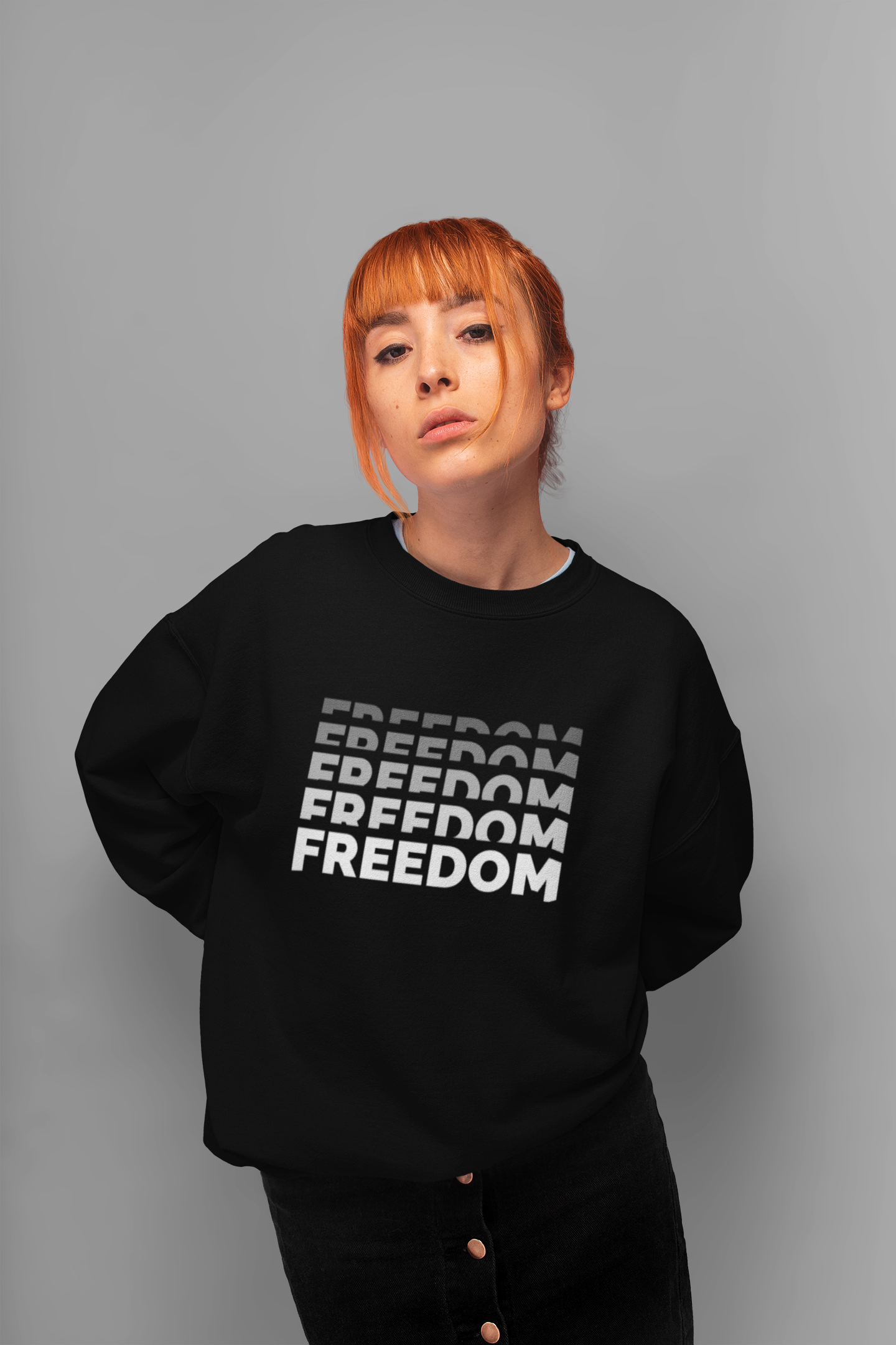 Fnc Studios FREEDOM Sweatshirt – Black Graphic Crewneck | Unisex Comfort Fit