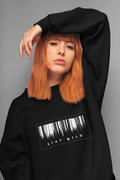 Stay Wild Graphic Sweatshirt – Black Barcode Forest Print | Unisex Streetwear